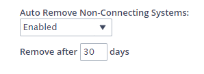 Auto Remove Non-Connecting Systems Enabled Remove after 30 days