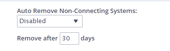 Auto Remove Non-Connecting Systems Disabled Remove after 30 days