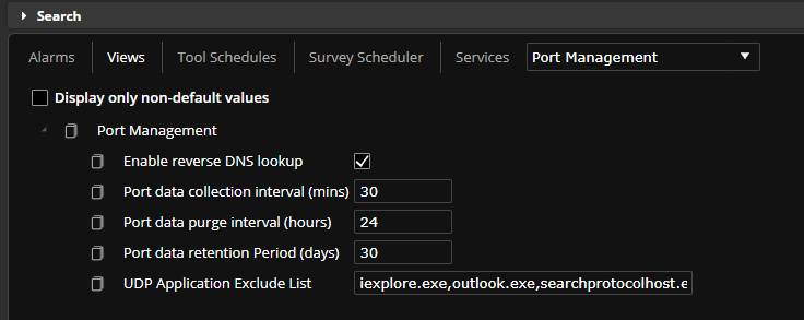 Options that can be set for Port Management