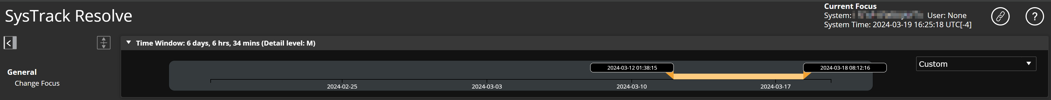 The Time Window section in Resolve, without Focus Time