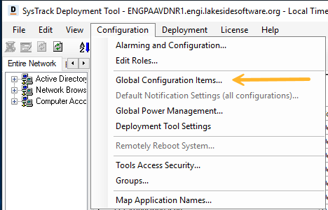 Select Global Configuration Items from the Configuration menu